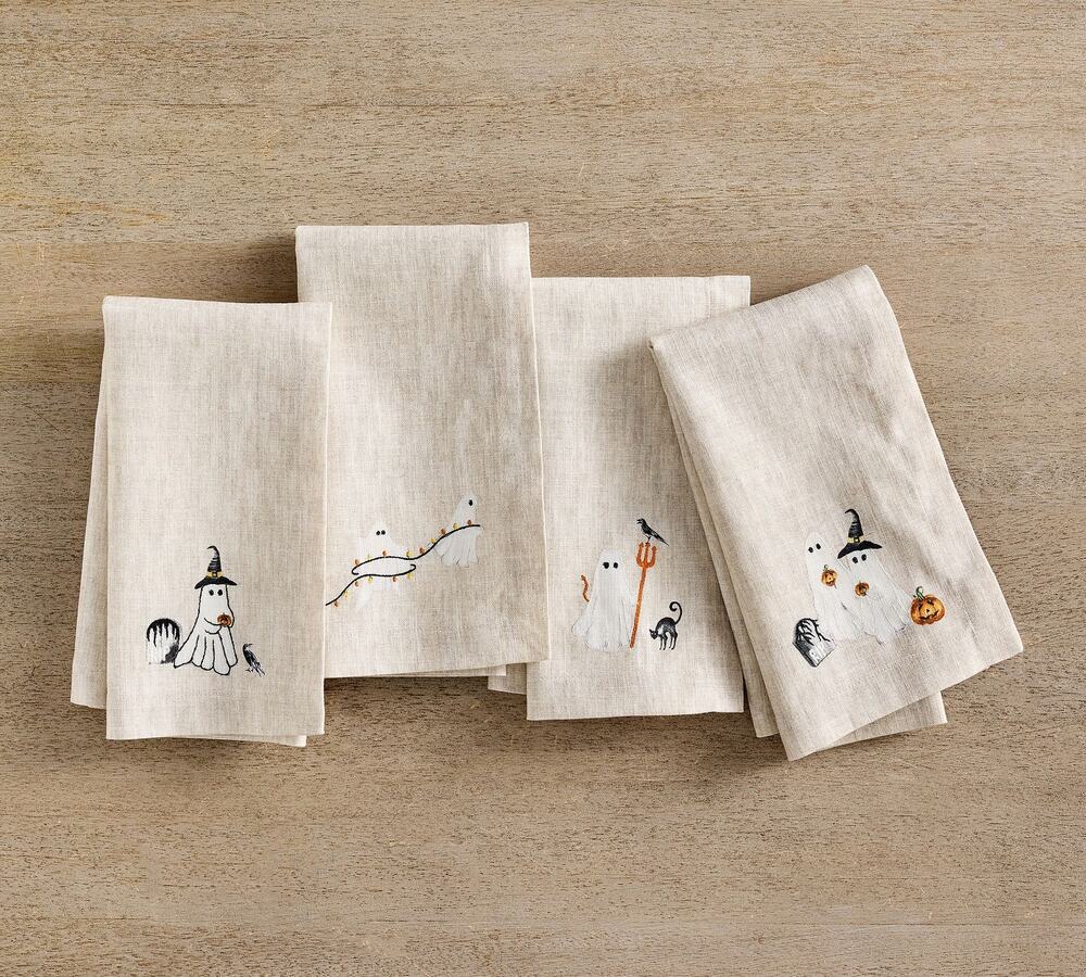 Pottery Barn 4 Halloween Napkins The Scary Squad 20” Square Organic Cotton NWT